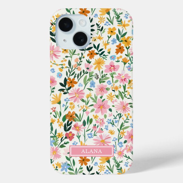 Verrückte Blumengarten-Monogramm Case-Mate iPhone Hülle (Rückseite)