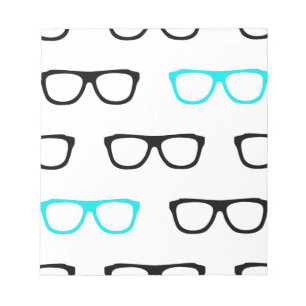 verrückte Brille blau Nerd Notizblock