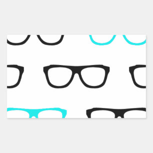 verrückte Brille blau Nerd Rechteckiger Aufkleber