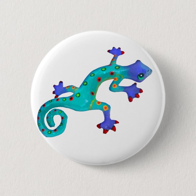 Verrückte bunte Eidechse Button (Vorderseite)