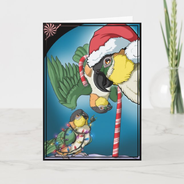 Verrückte Caiques-Weihnachtskarte Feiertagskarte (Vorderseite)