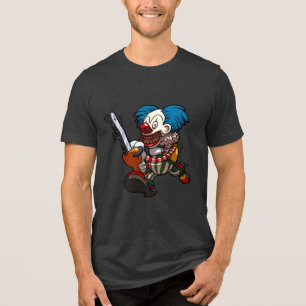 Verrückte Clown Halloween Horror Kettensäge Cartoo Tri-Blend Shirt