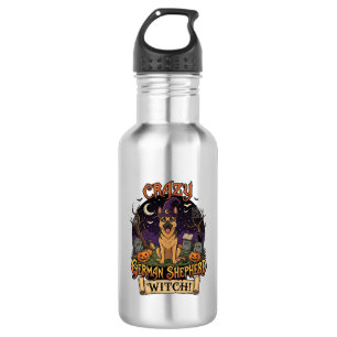 Verrückte Deutsche Schäferhund Hexe Halloween Hund Edelstahlflasche