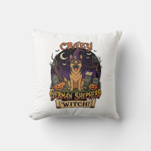 Verrückte Deutsche Schäferhund Hexe Halloween Hund Kissen