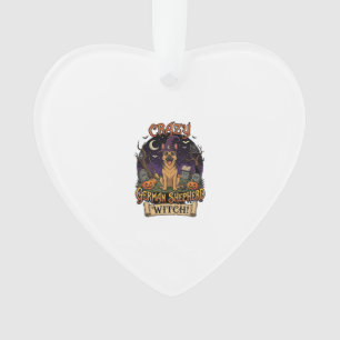 Verrückte Deutsche Schäferhund Hexe Halloween Hund Ornament