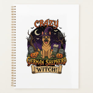 Verrückte Deutsche Schäferhund Hexe Halloween Hund Planer