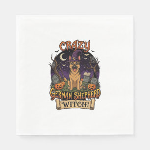Verrückte Deutsche Schäferhund Hexe Halloween Hund Serviette