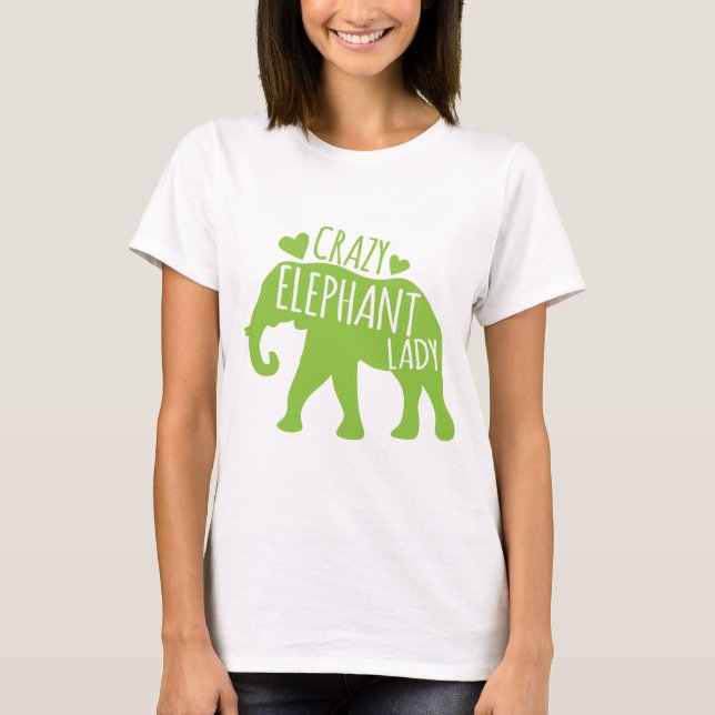 Verrückte Elefant-Dame T-Shirt (Vorderseite)