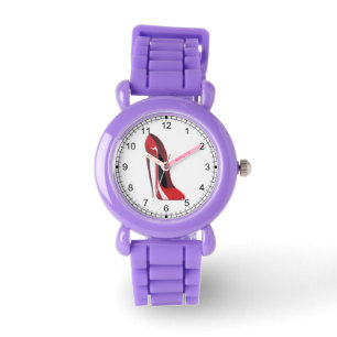 Verrückte Fersen-rote Stilett-Schuh-Kunst-Uhr Armbanduhr
