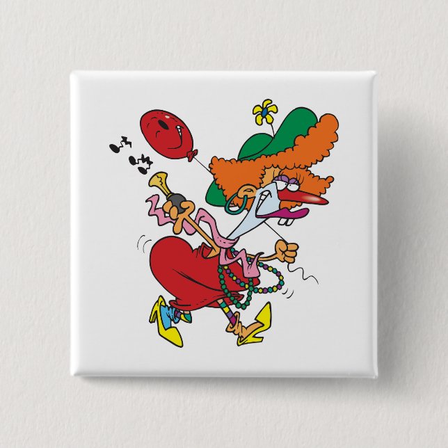 Verrückte Frau Laufender Clown Button (Vorderseite)