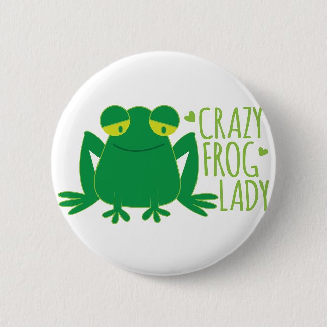verrückte Froschdame Button (Vorderseite)
