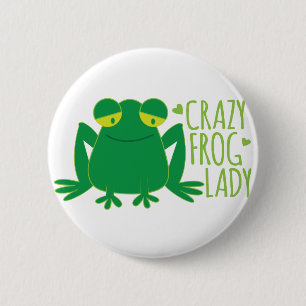 verrückte Froschdame Button