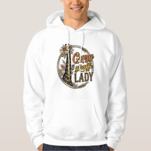 Verrückte Giraffen-Dame Vintage-Stich-Shirt-Design Hoodie