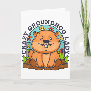 Verrückte Groundhog-Lady Frauen Retro Vintage 60er Karte