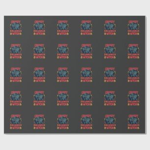 Verrückte Halloween Hexe Kürbis Fliegender Mond Gr Geschenkpapier