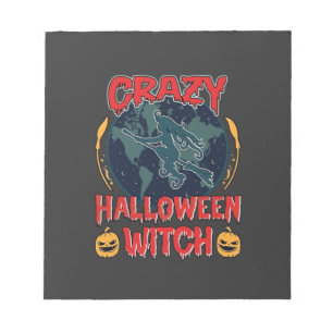 Verrückte Halloween Hexe Kürbis Fliegender Mond Gr Notizblock