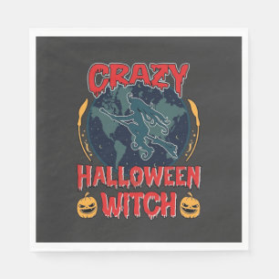 Verrückte Halloween Hexe Kürbis Fliegender Mond Gr Serviette