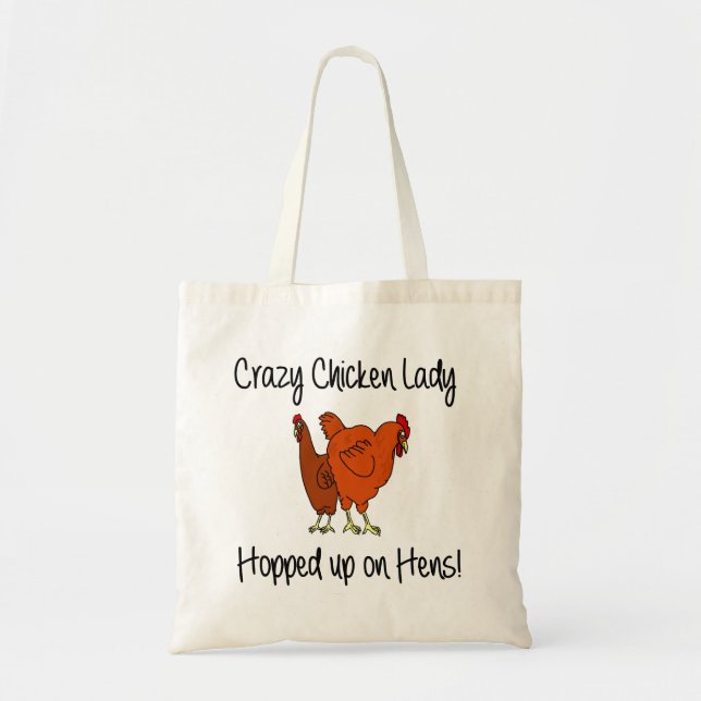 Verrückte Huhn-Dame Tote Bag Tragetasche (Vorne)