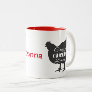 Verrückte Hühnerdame Zweifarbige Tasse