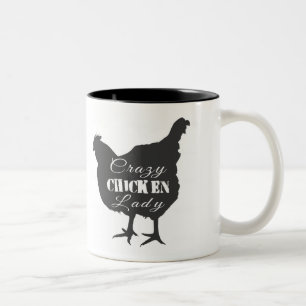 Verrückte Hühnerdame Zweifarbige Tasse