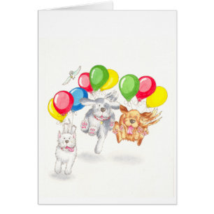 Verrückte Hunde mit Ballonen