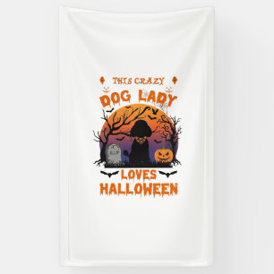 Verrückte Hundefrau liebt Halloween Pudel Kürbis G Banner