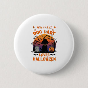 Verrückte Hundefrau liebt Halloween Pudel Kürbis G Button