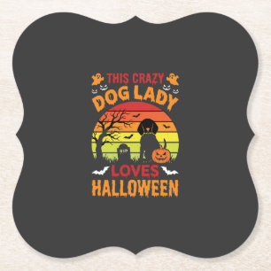 Verrückte Hundefrau liebt Halloween Vintage-Design Untersetzer