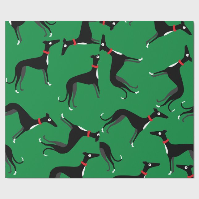 Verrückte Jagdhunde Geschenkpapier (Saum)