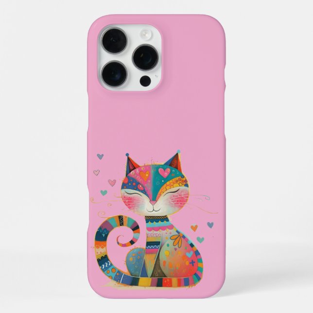 Verrückte Katze iPhone 16 Pro Max Hülle (Rückseite)