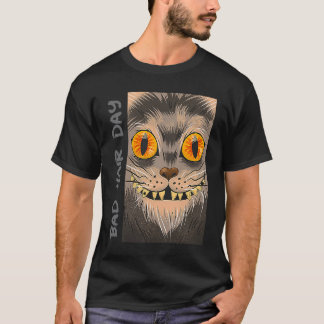 Verrückte Katze Schlecht-Haare-Tag T-Shirt