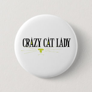 Verrückte Katzen-Dame Button