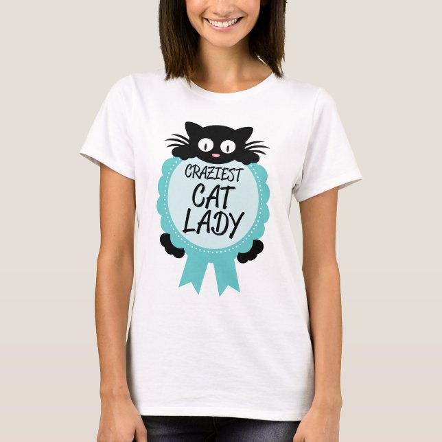 Verrückte Katzen-Dame Craziest Award Paw Print T-Shirt (Vorderseite)