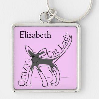 Verrückte Katzen-Dame Funny Cat Personalized Schlüsselanhänger