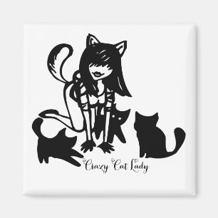 Verrückte Katzen-Dame Magnet