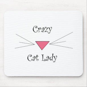 Verrückte Katzen-Dame Mousepad