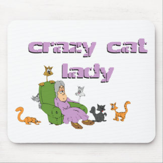 Verrückte Katzen-Dame Mousepad