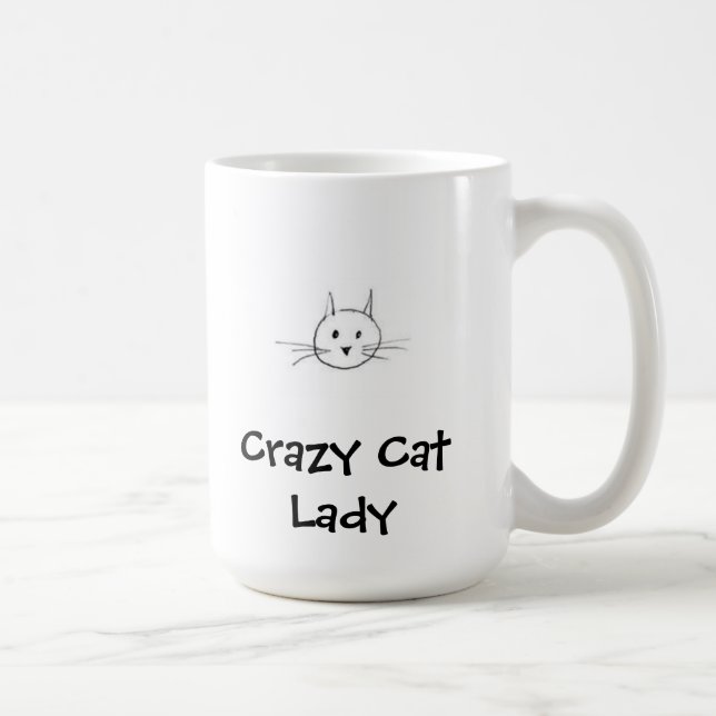 Verrückte Katzen-Dame Mug Kaffeetasse (Rechts)