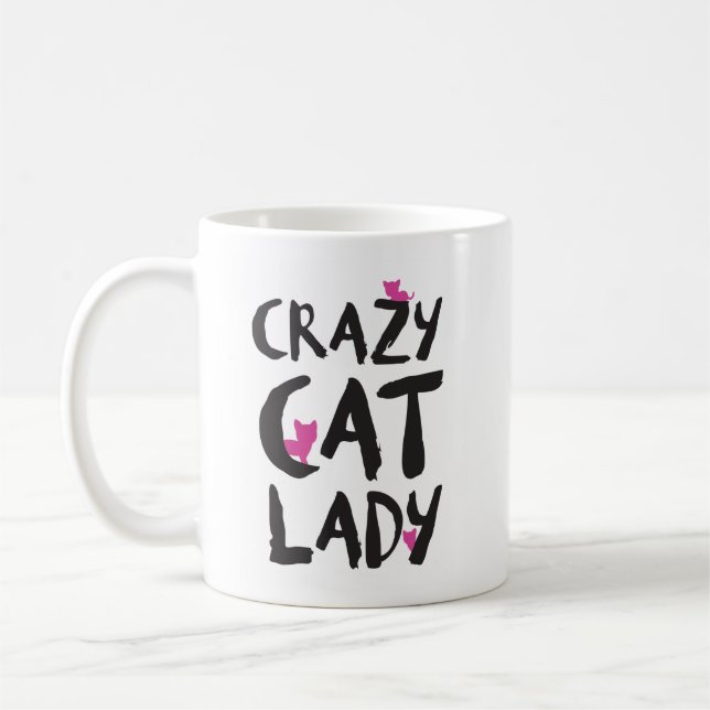 Verrückte Katzen-Dame Mug Kaffeetasse (Links)