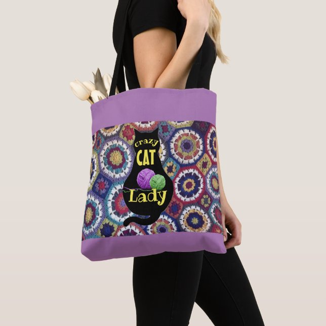 Verrückte Katzen-Dame Tote Bag Tasche (Von Nahem)