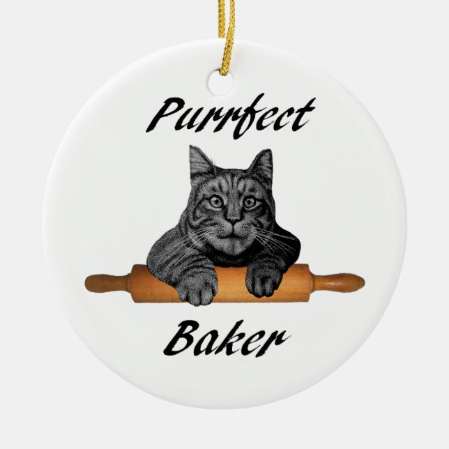 Verrückte Katzendame der Purrfect Keramikornament (Vorne)
