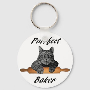Verrückte Katzendame der Purrfect Schlüsselanhänger