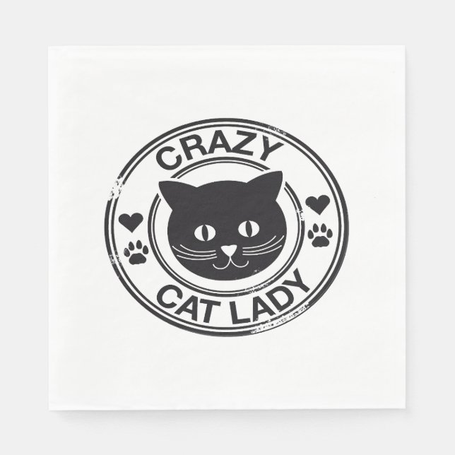 verrückte Katzenfrau Serviette (Vorderseite)