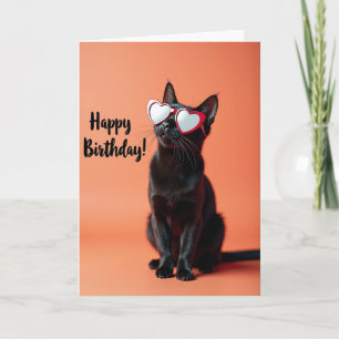 Verrückte Katzenherzbrille Geburtstagskarte Karte