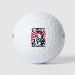 Verrückte Katzenlady für Kamala 2024 Golfball