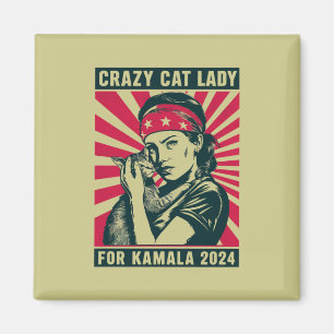 Verrückte Katzenlady für Kamala 2024 Magnet