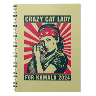 Verrückte Katzenlady für Kamala 2024  Notizblock