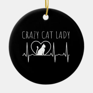 Verrückte Katzenlady Keramik Ornament