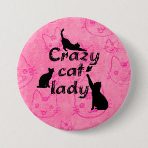 Verrückte Katzenlady Lustige Spielende Katzen Button