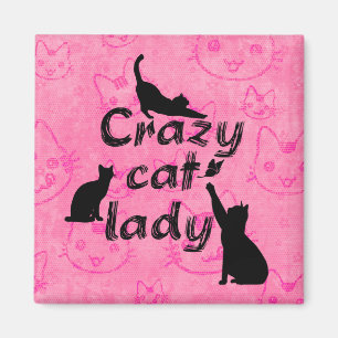 Verrückte Katzenlady Lustige Spielende Katzen Magnet